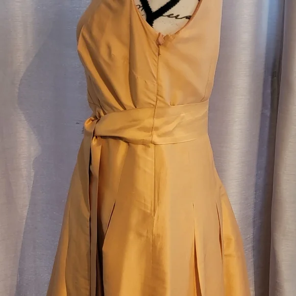Anne Klein Mustard dress small 100% Silk - Picture 5 of 15